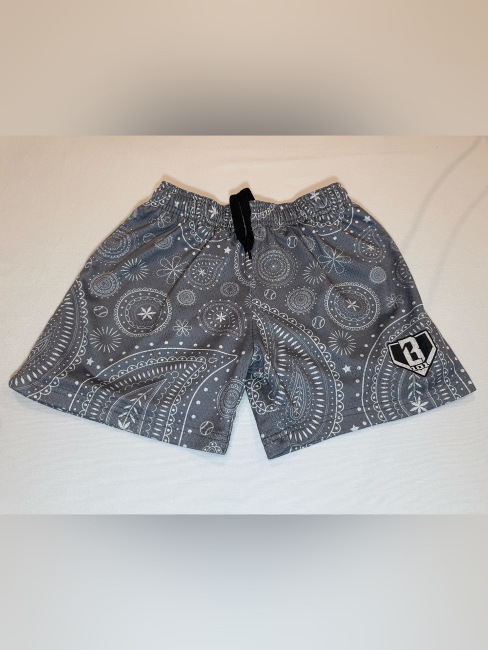 Baseball Lifestyle 101 Gray Paisley Athletic Shorts Youth Medium Mesh Lined